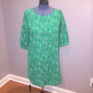 Everly Green key print shift dress